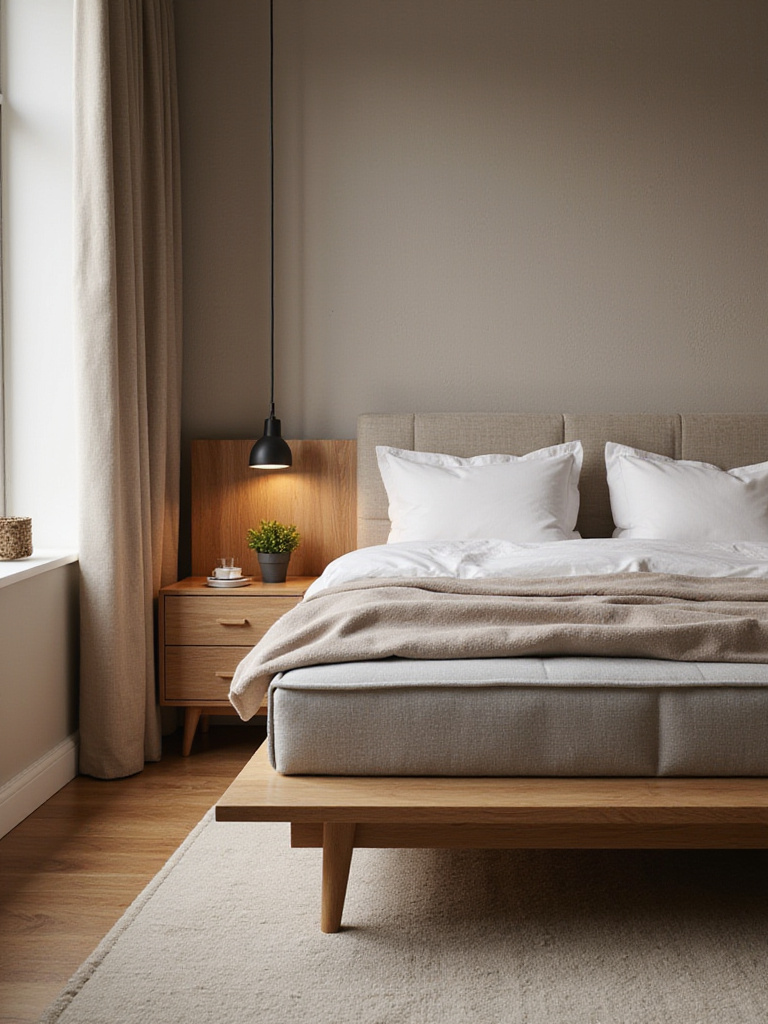 Modern bedroom with two nightstands for accessible bedside storage beside a plush bed