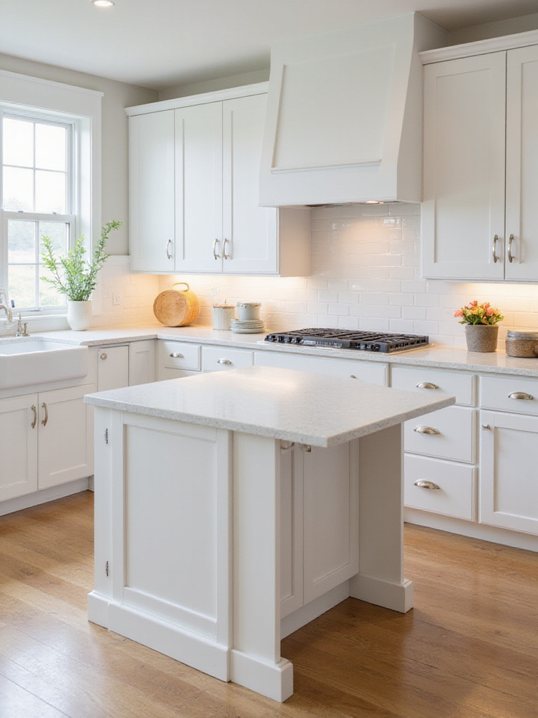 Extendable kitchen island with fold-out extension in a modern small kitchen
