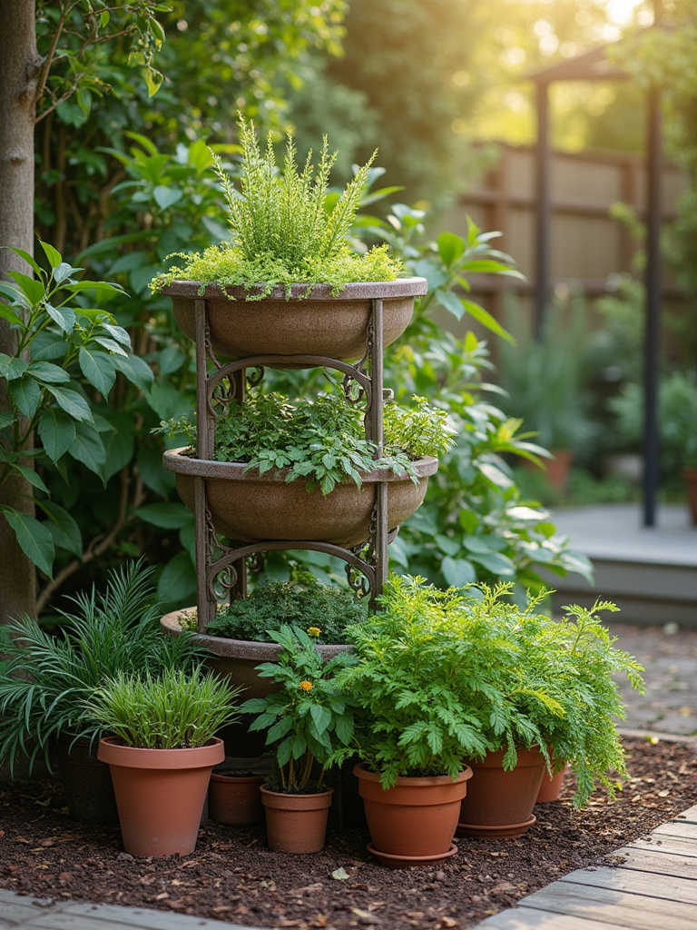 Overwintering setup on a sheltered patio with perennials and tropicals