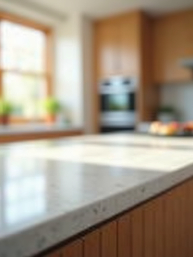 A modern kitchen island with a robust countertop, symbolizing financial stability and preparedness in kitchen renovation.
