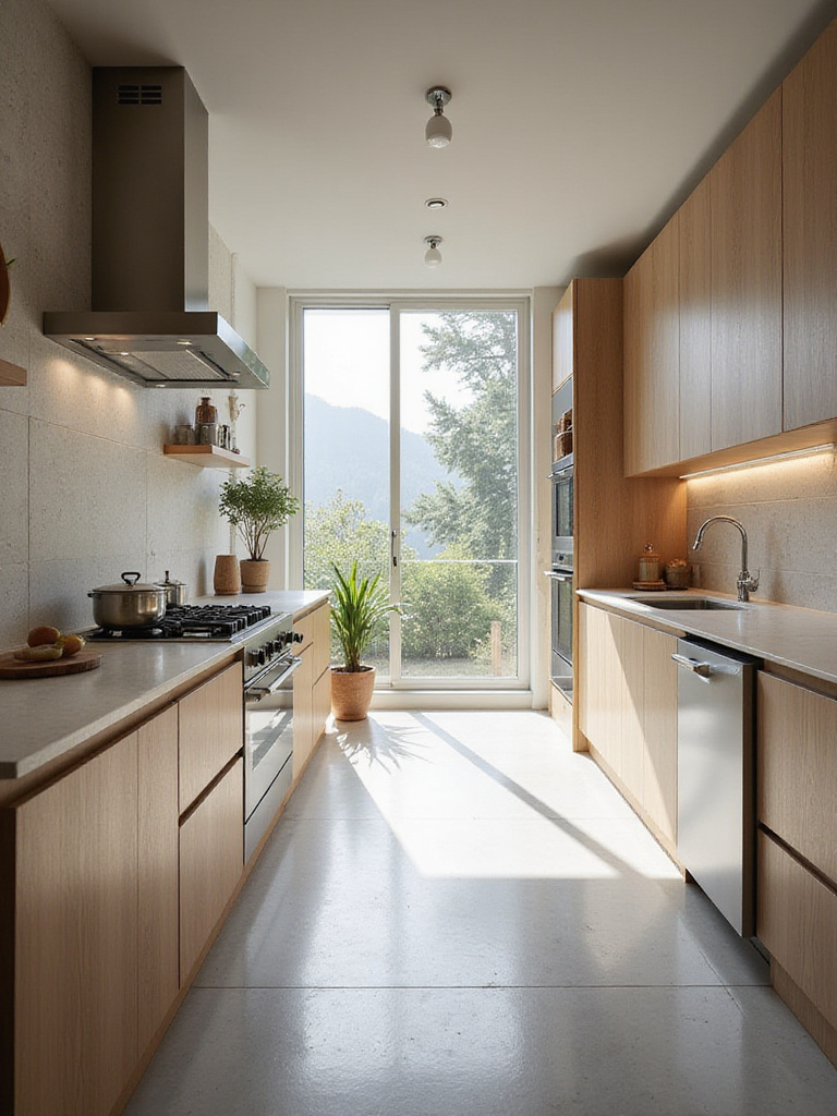 A meticulously planned, modern kitchen layout with clear functional zones, symbolizing an effective needs audit and strategic zone mapping for efficient kitchen design.