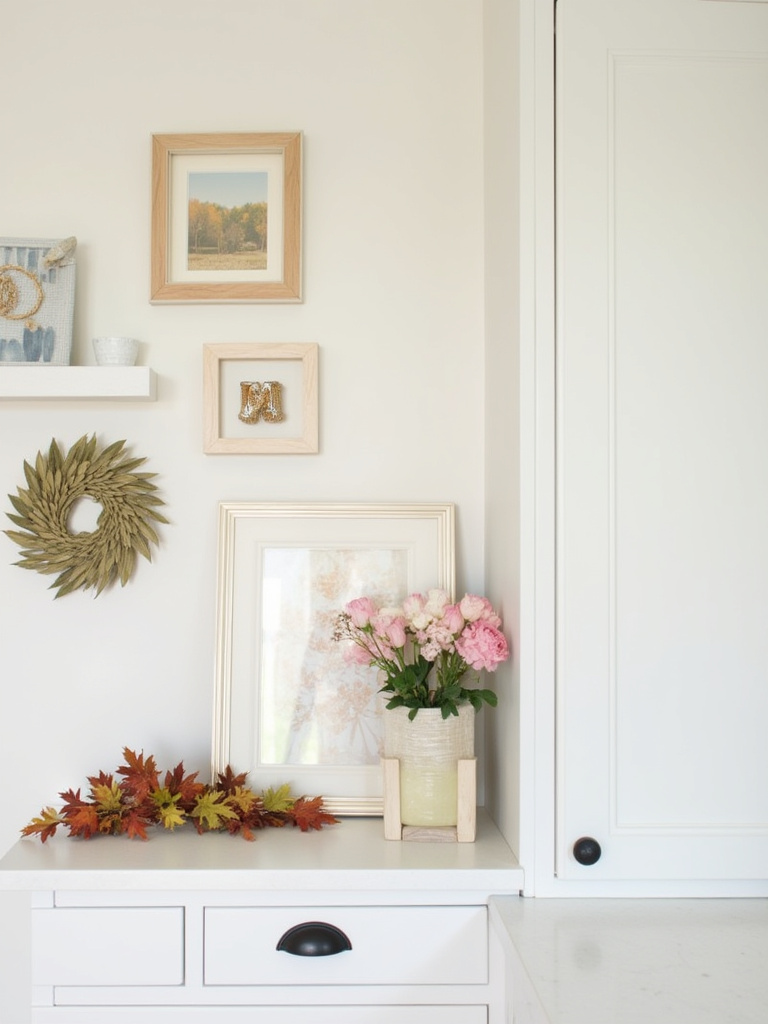 Kitchen wall decor refresh with seasonal accents, demonstrating versatile design for autumn, winter, and spring decorations.