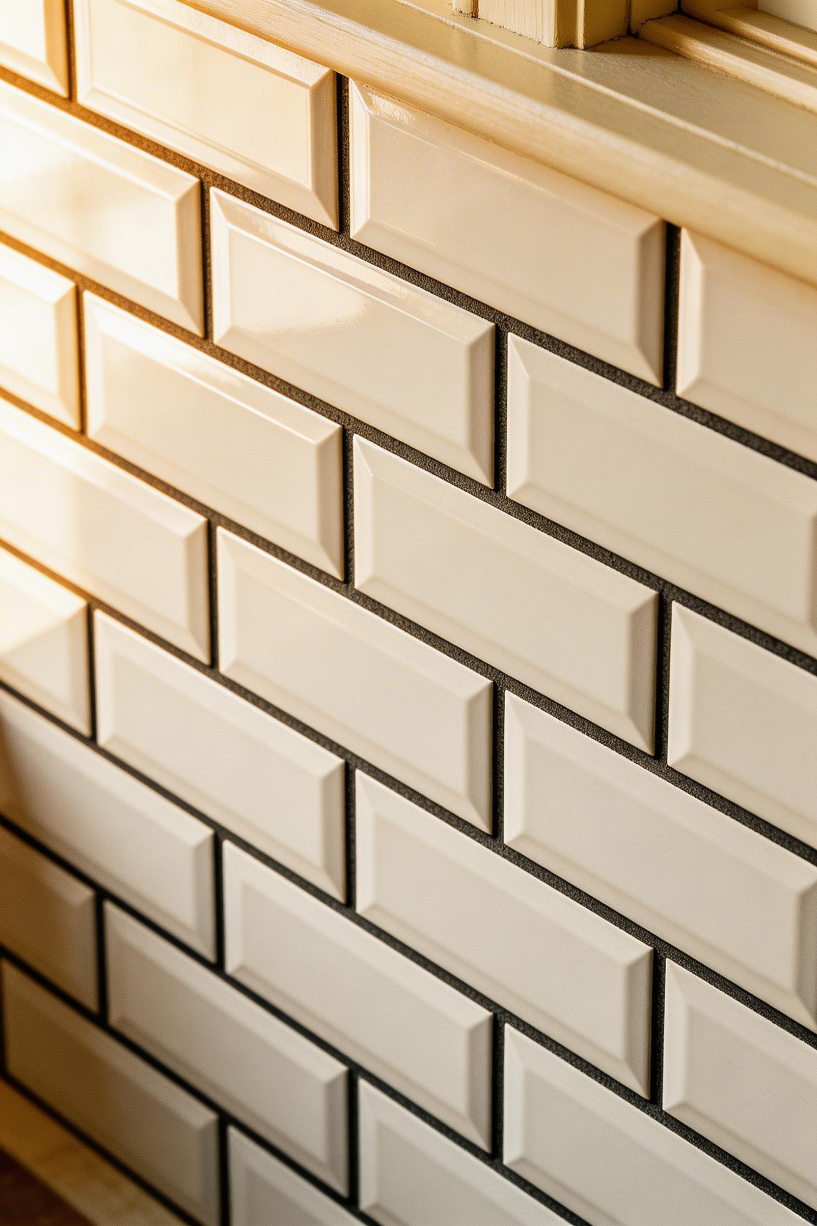 Classic white subway tile with dark charcoal grout is one of the most enduring traditional kitchens backsplash choices — the brickwork bond and bevelled edge read as genuinely period-accurate.