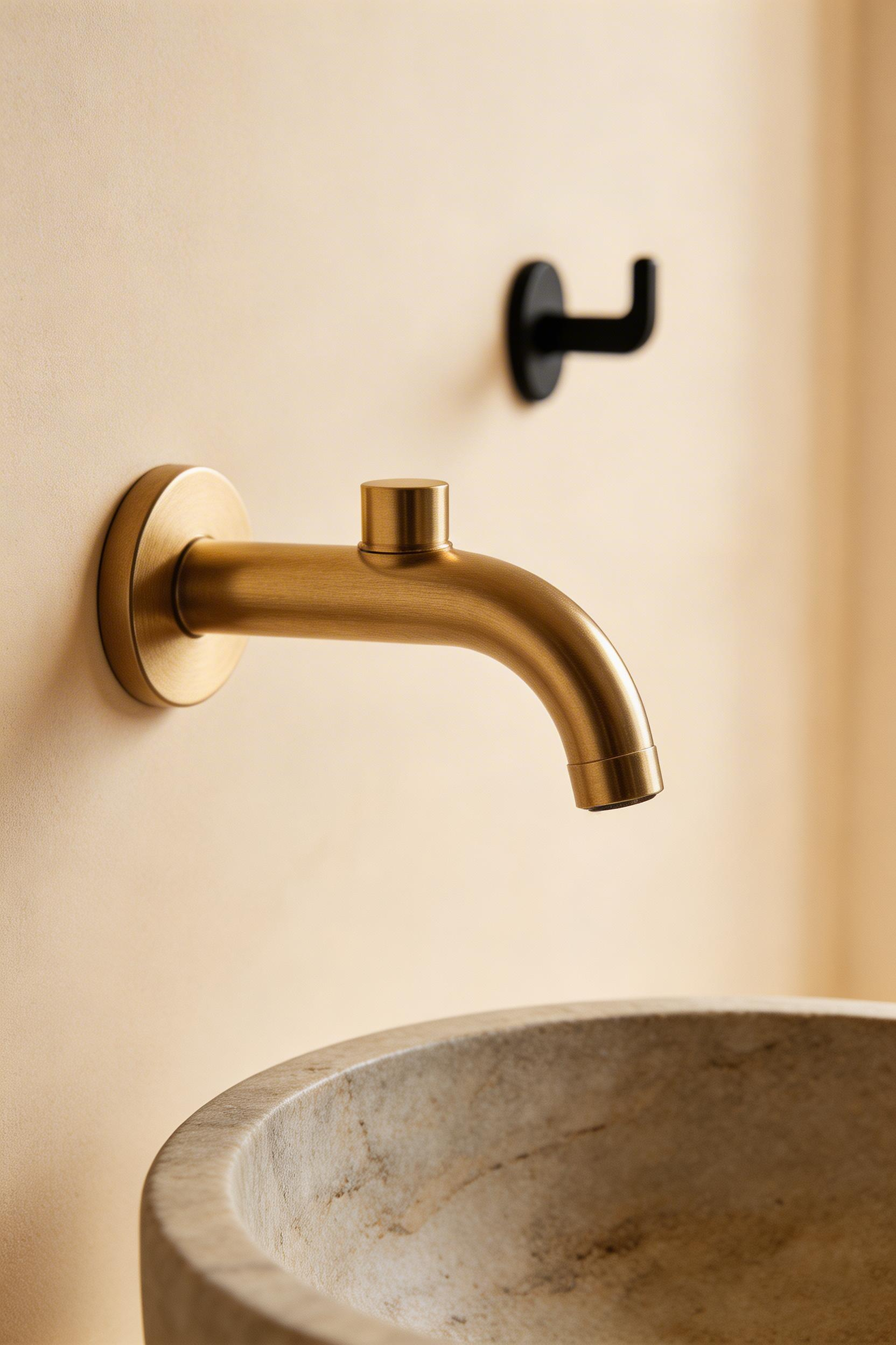 Brassware and matte black hardware act as finishing details that define a bathroom's material language — the right choices in these fittings complete any bathroom design inspiration scheme.