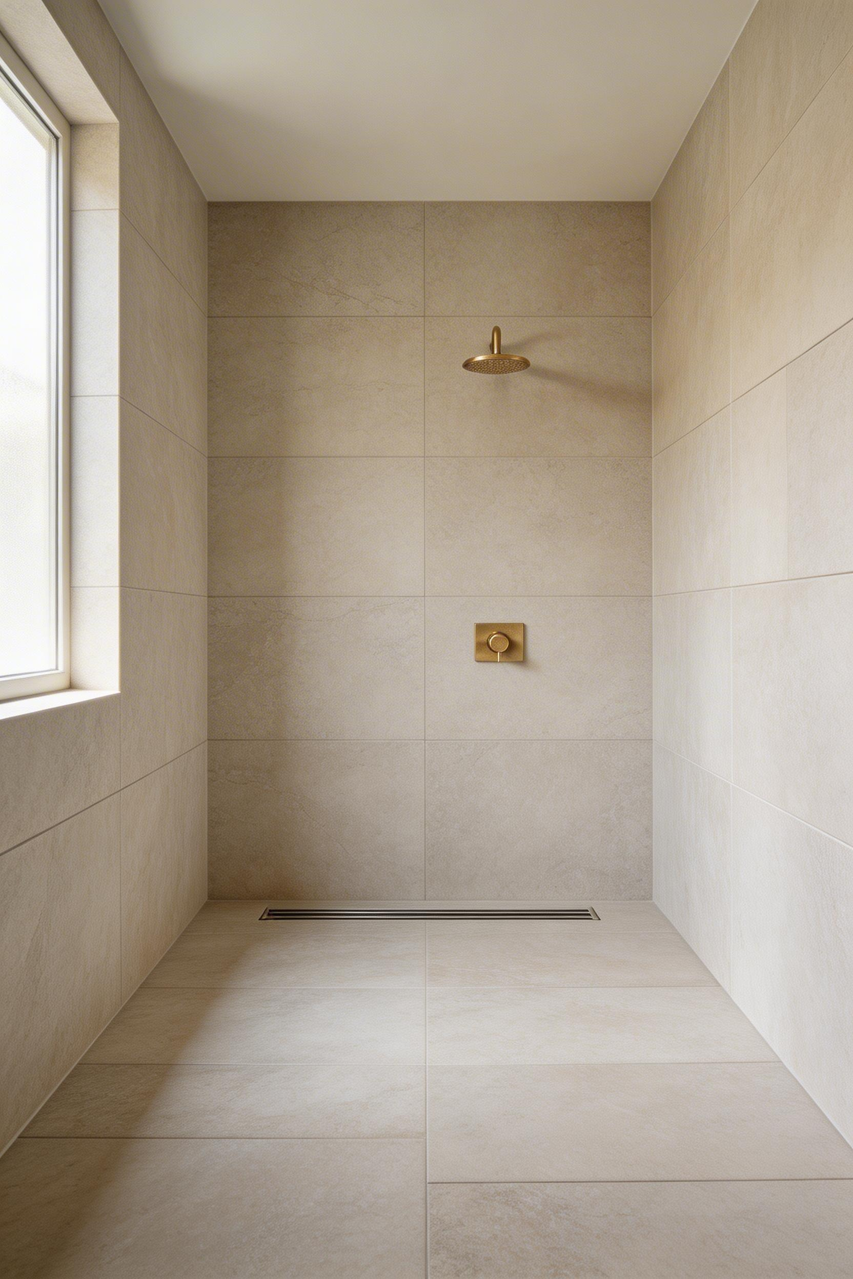 A frameless wet room layout removes the visual enclosure of a shower cubicle, making compact spaces read as one continuous room — a key idea in small-space bathroom design inspiration.