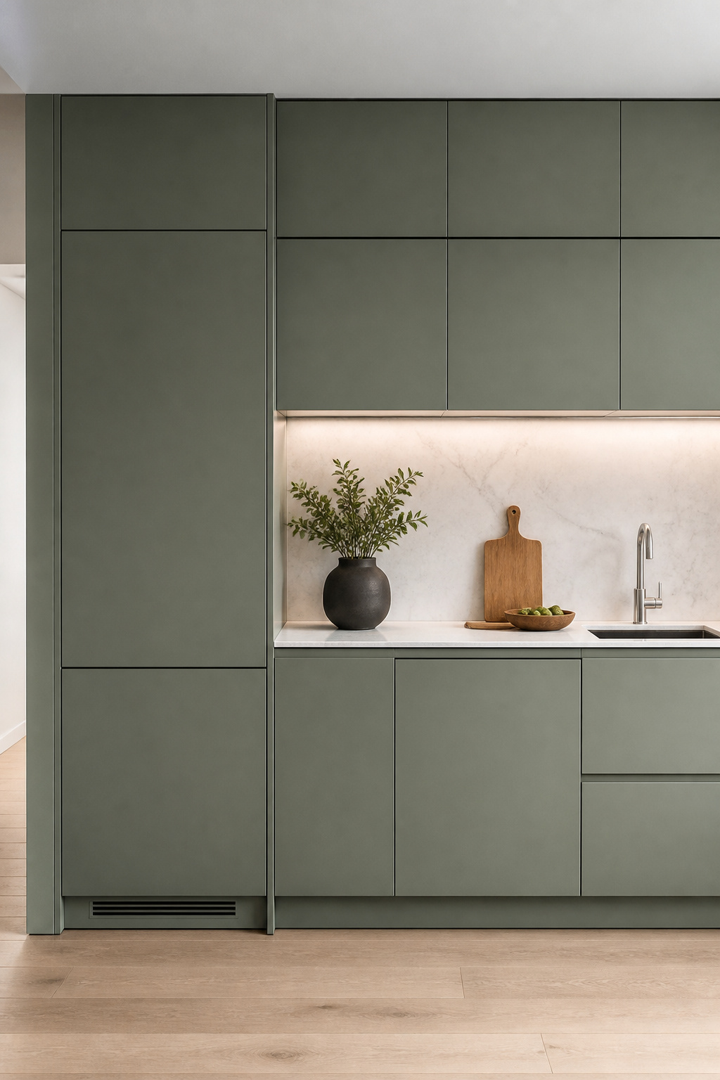 Panel-ready appliances that match the surrounding cabinetry give this kitchen the appearance of a single designed object. The result is one of the most impactful — if most expensive — kitchen design trends in 2026.