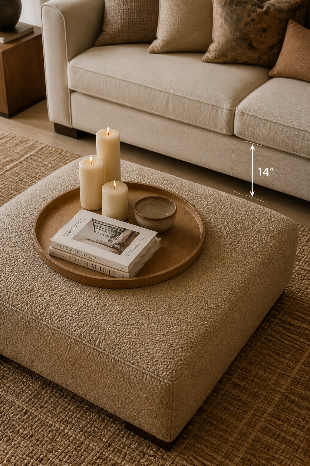 The cocktail ottoman with a tray is the one piece of living room furniture that does six things simultaneously — and most people underuse it by doing only one.