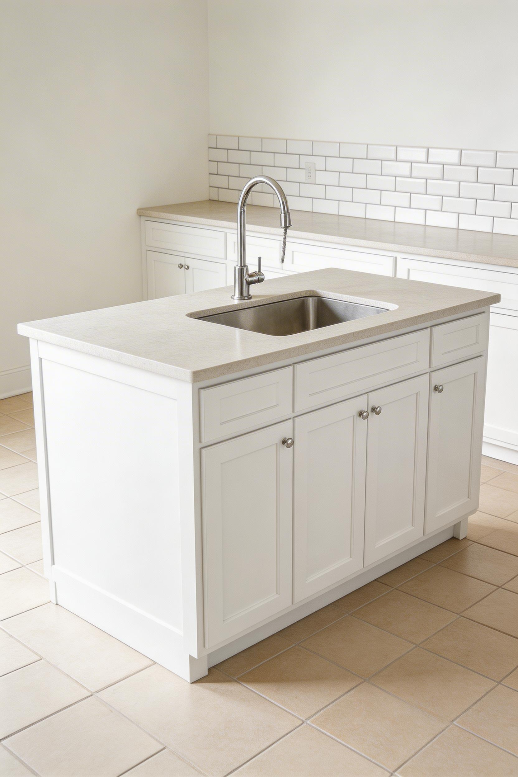 A compact undermount prep sink in a small kitchen island eliminates the constant back-and-forth between prep area and the main sink.
