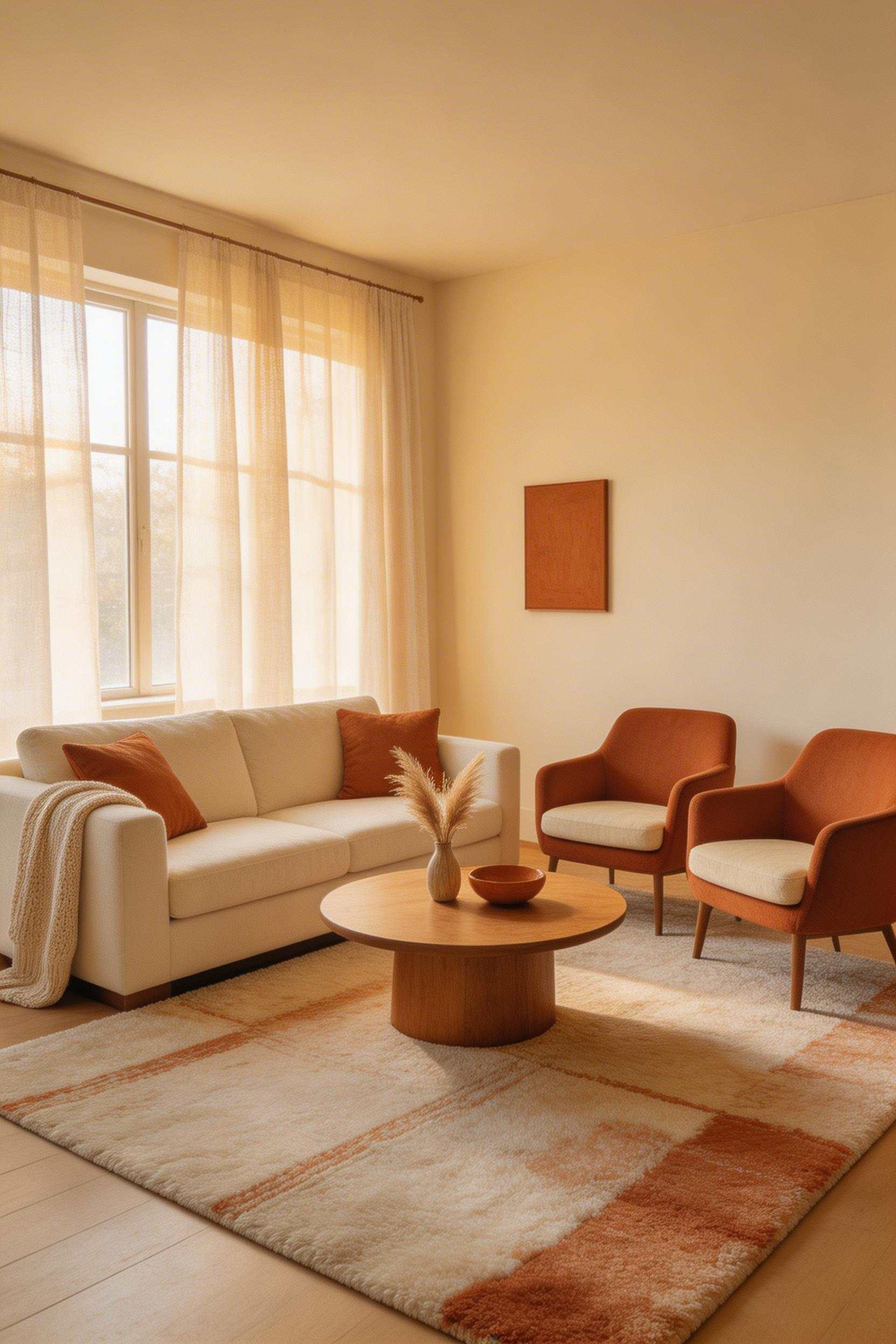 A conversation circle with sofa facing two chairs keeps everyone in the room connected, making the space feel like it was designed for people to linger.