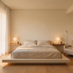 A small bedroom that uses every inch deliberately — floating bed, nook for reading, and vertical storage — feels restful rather than cramped from the very first morning.