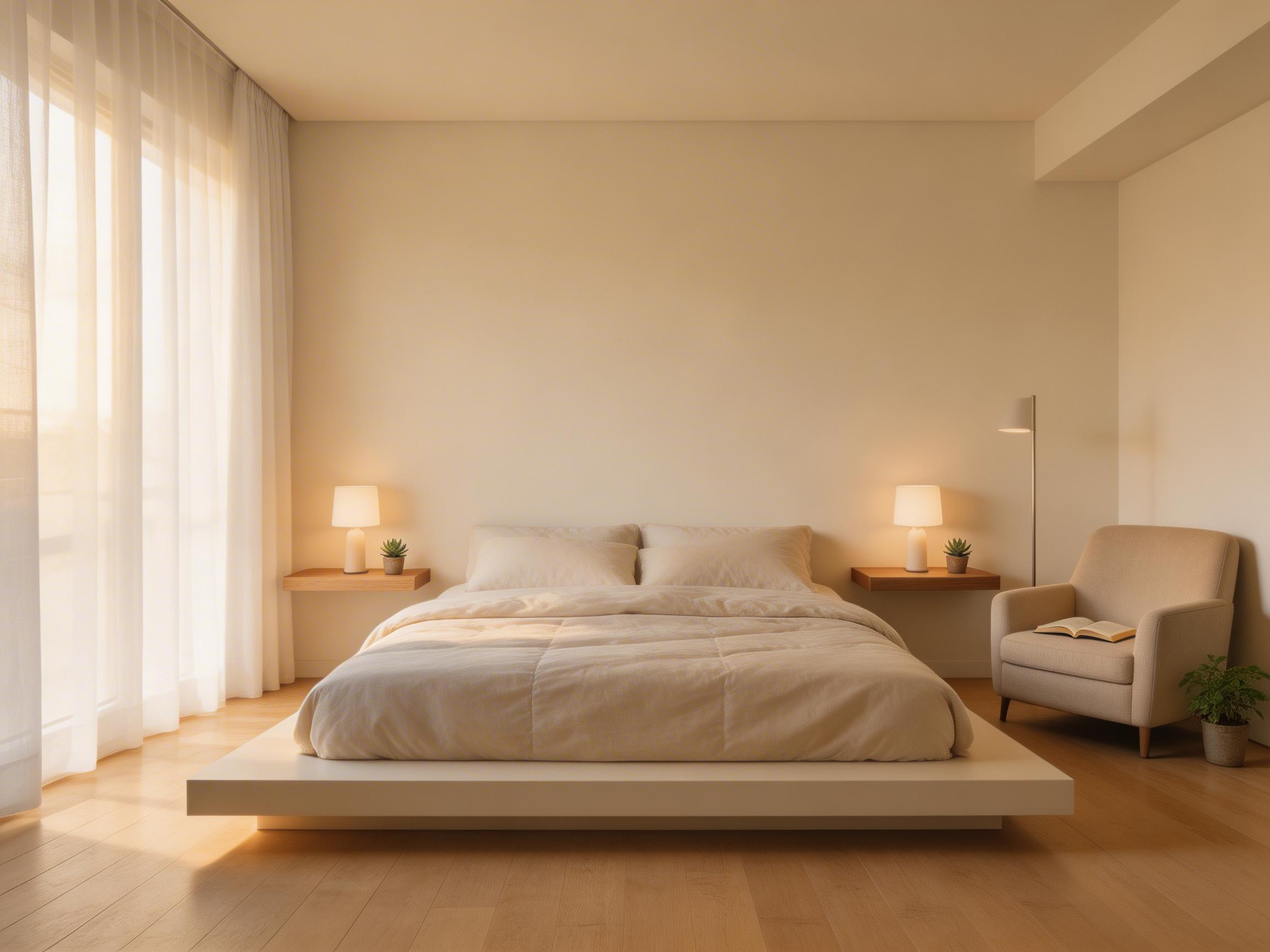 A small bedroom that uses every inch deliberately — floating bed, nook for reading, and vertical storage — feels restful rather than cramped from the very first morning.