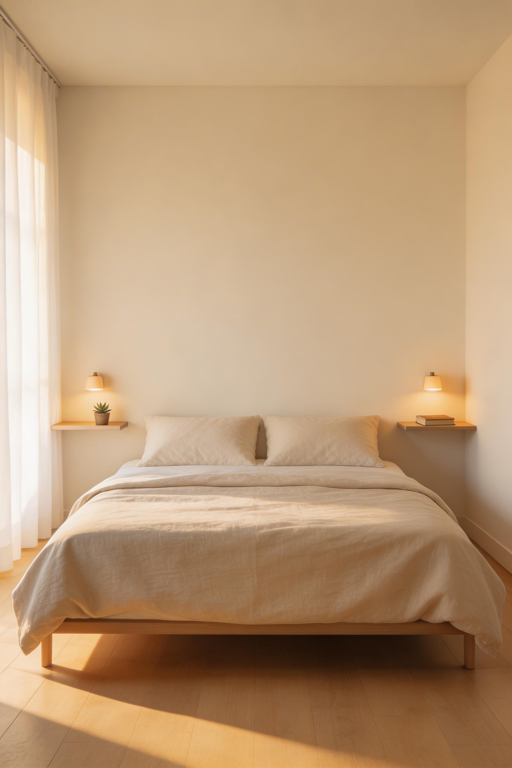 A bed floated just 10 inches from the wall transforms the feel of a small bedroom — the gap adds visible breathing room and makes the room read as deliberately designed.