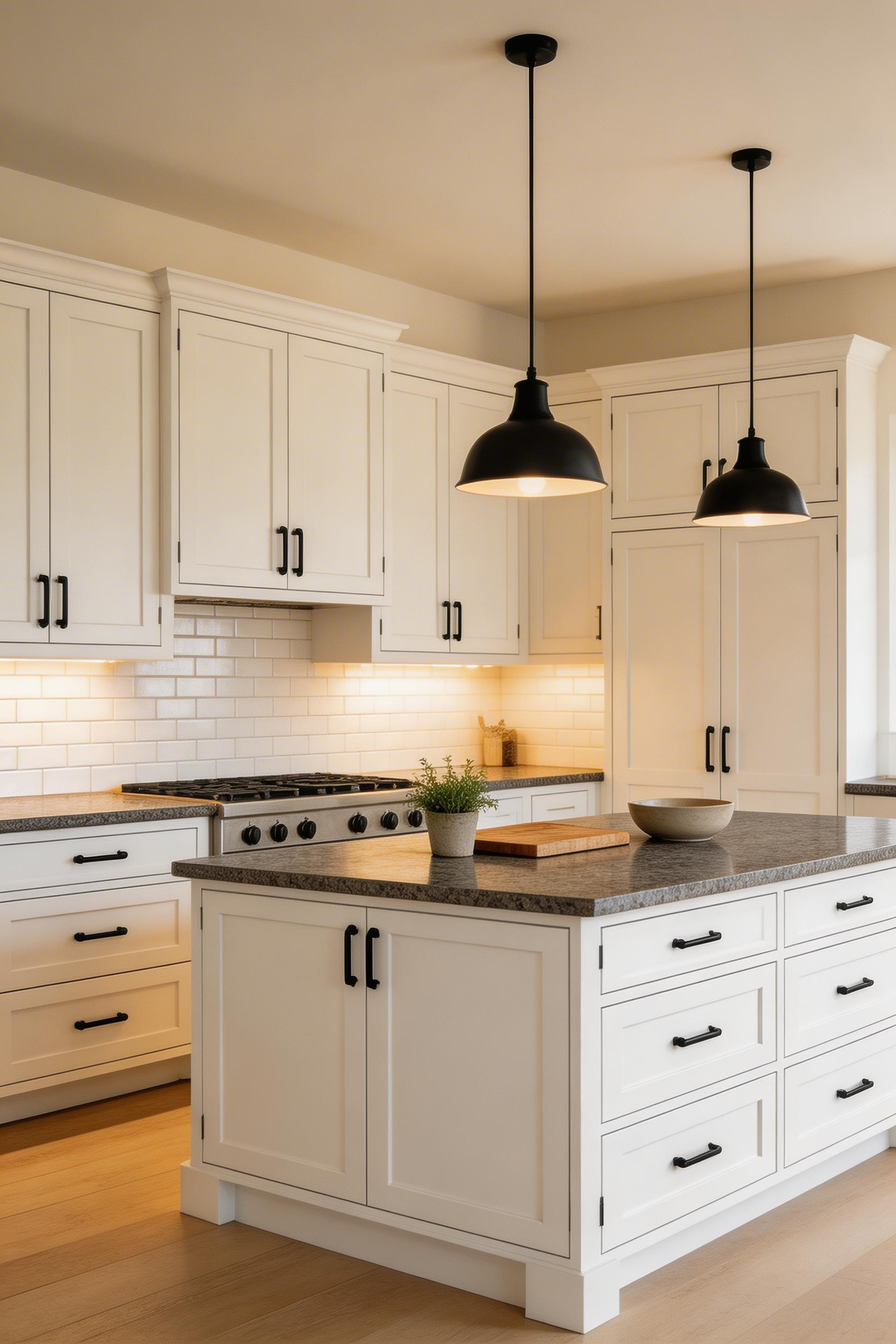 Leathered granite's matte, brushed texture catches light differently than polished stone — the kitchen countertop with white cabinets that reads warmer and more modern without changing the material.