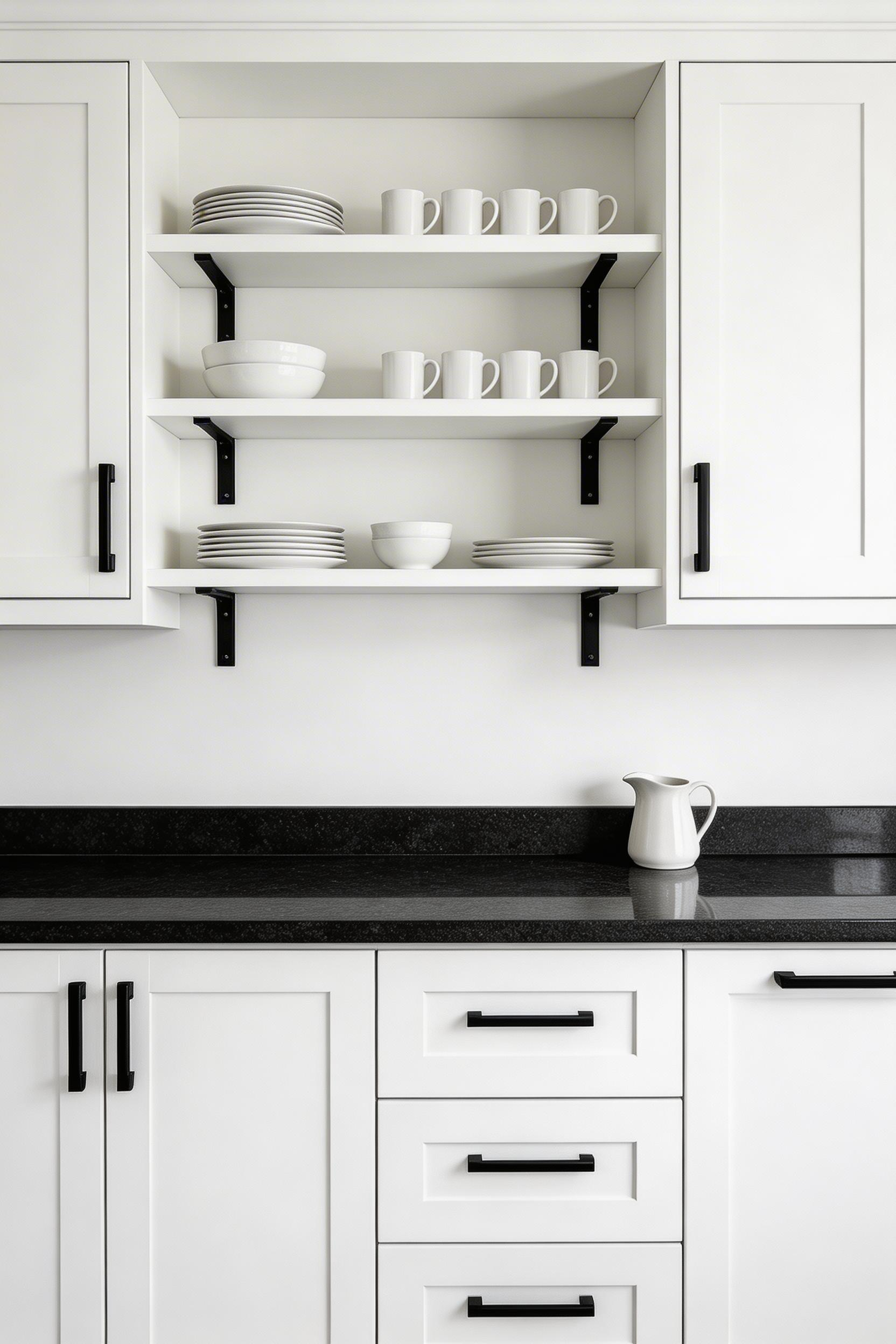 Honed black granite against white cabinets is the kitchen's version of a classic tuxedo — high contrast, uncluttered, and still correct after forty years of kitchen design trends.