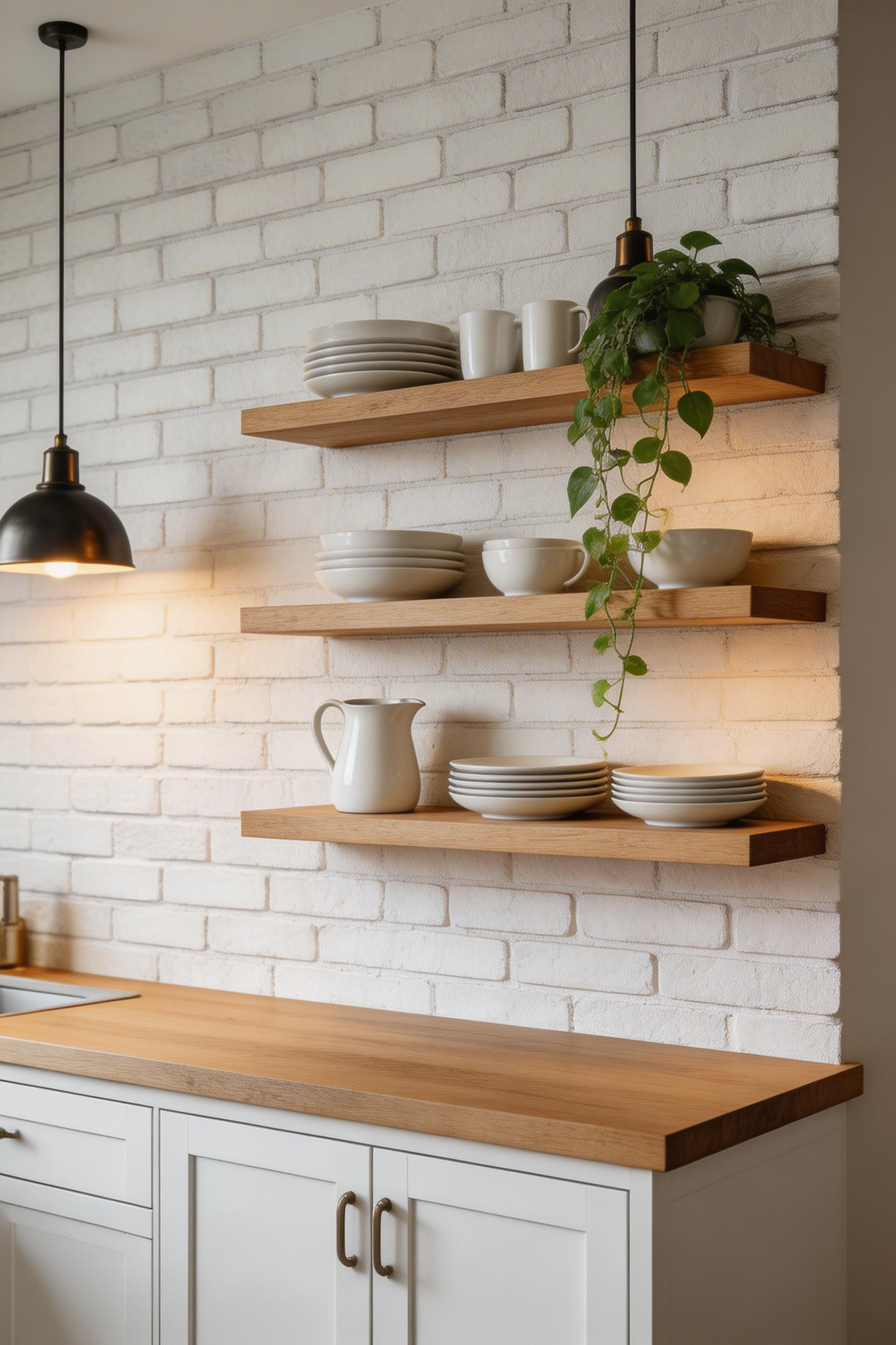 White faux brick peel-and-stick wallpaper creates the visual effect of an exposed brick feature wall without demolition, tools, or permanence.