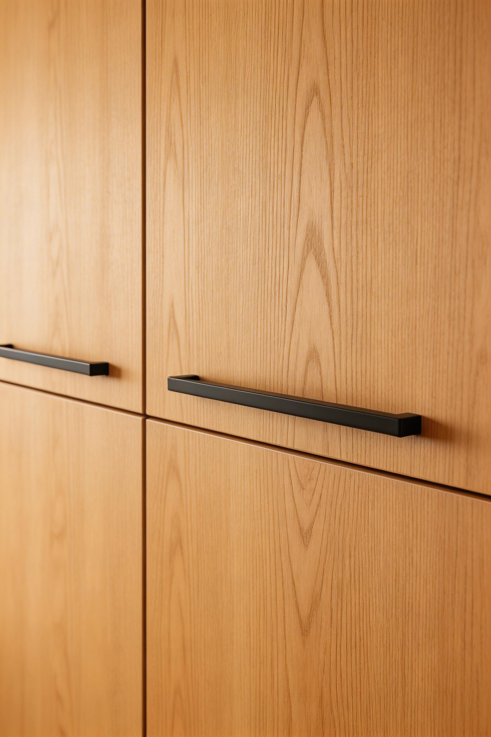 Swapping out builder-grade cabinet knobs for matte black or brushed brass bar pulls is a one-hour DIY that updates an entire kitchen's aesthetic for under $60.