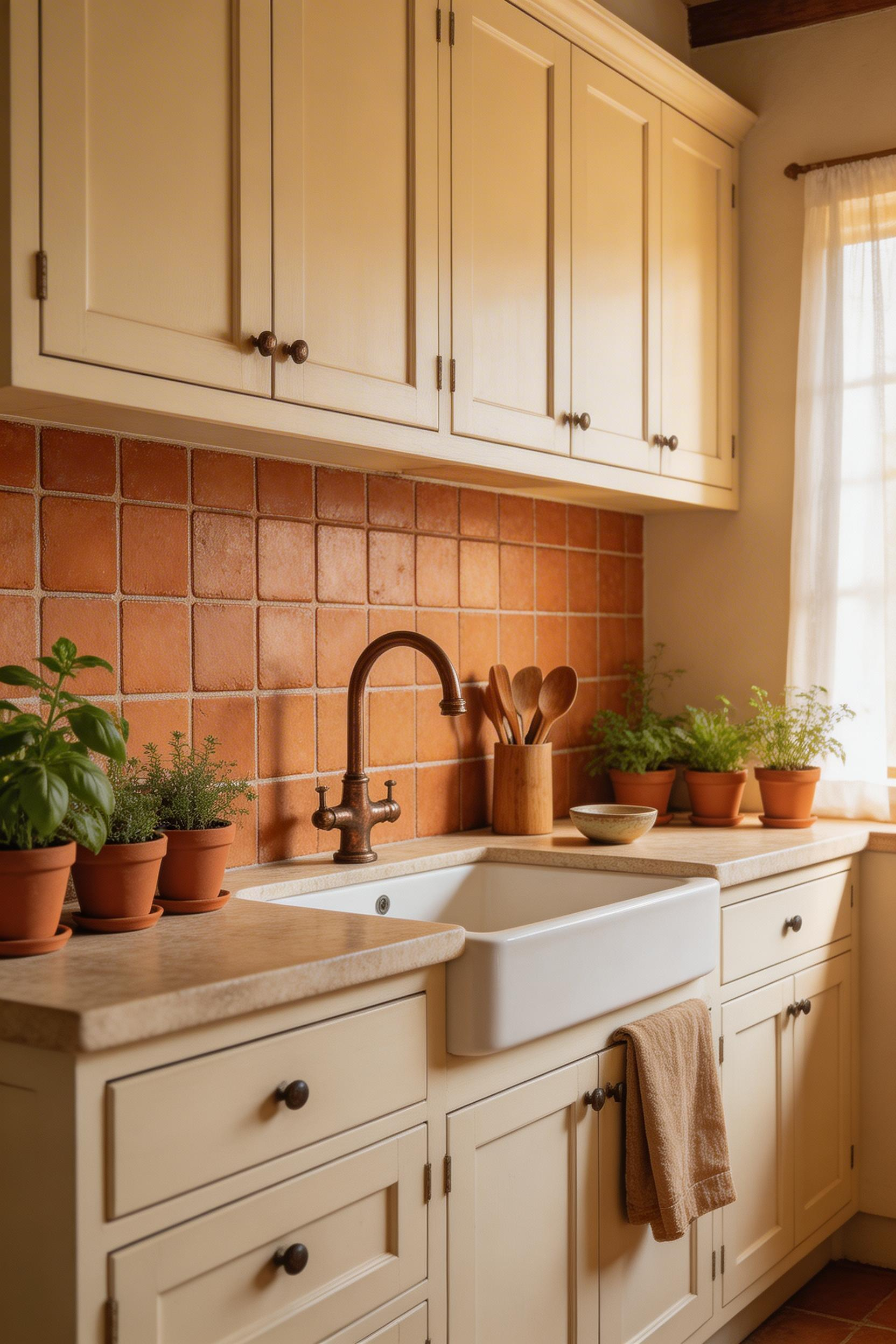 Terracotta backsplash tile brings centuries of farmhouse tradition to the modern kitchen — warm, earthy, and full of handmade character that mass-produced tile can't copy.