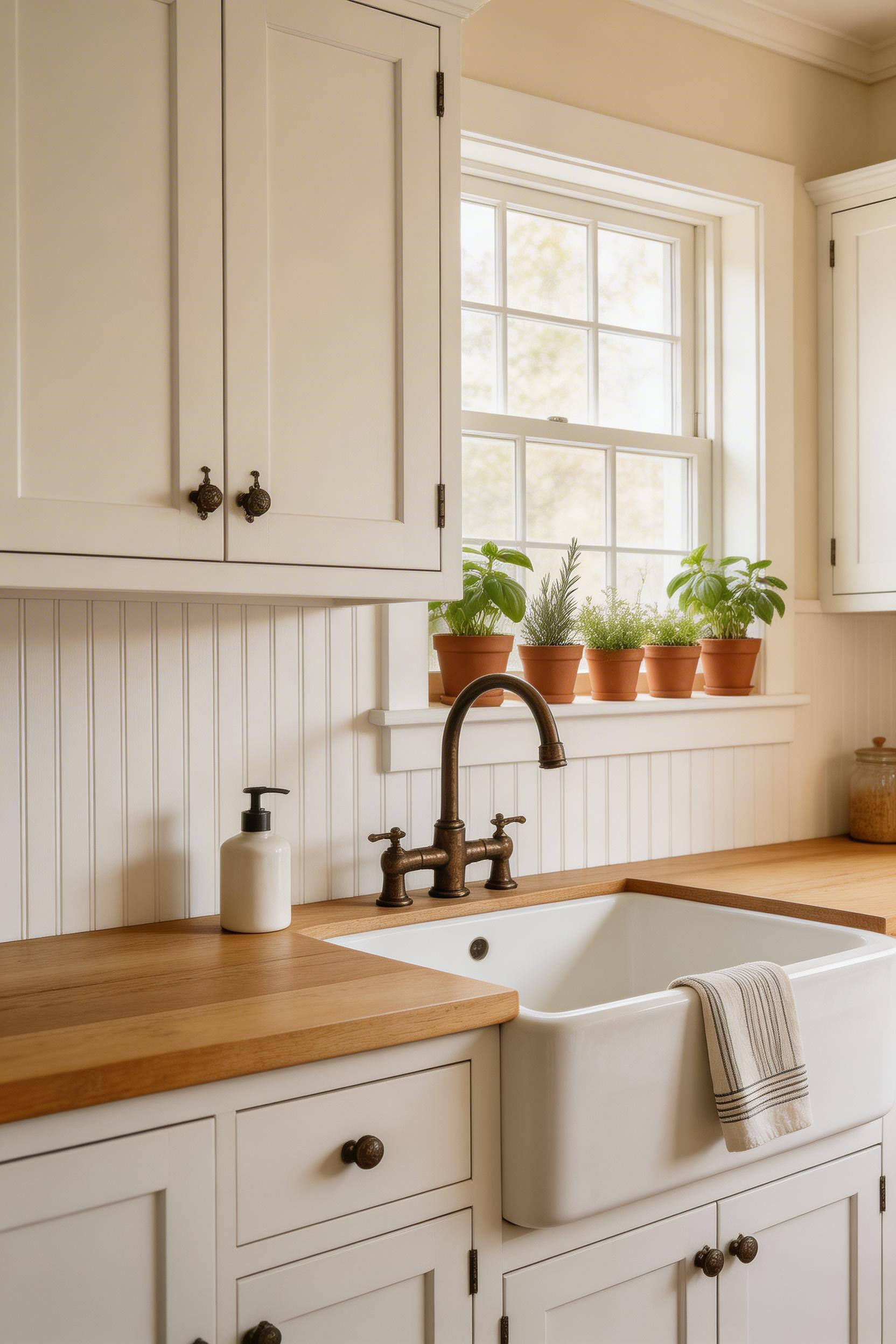 Painted beadboard brings farmhouse history and affordability to any kitchen backsplash — one of the best-value choices in this entire list.