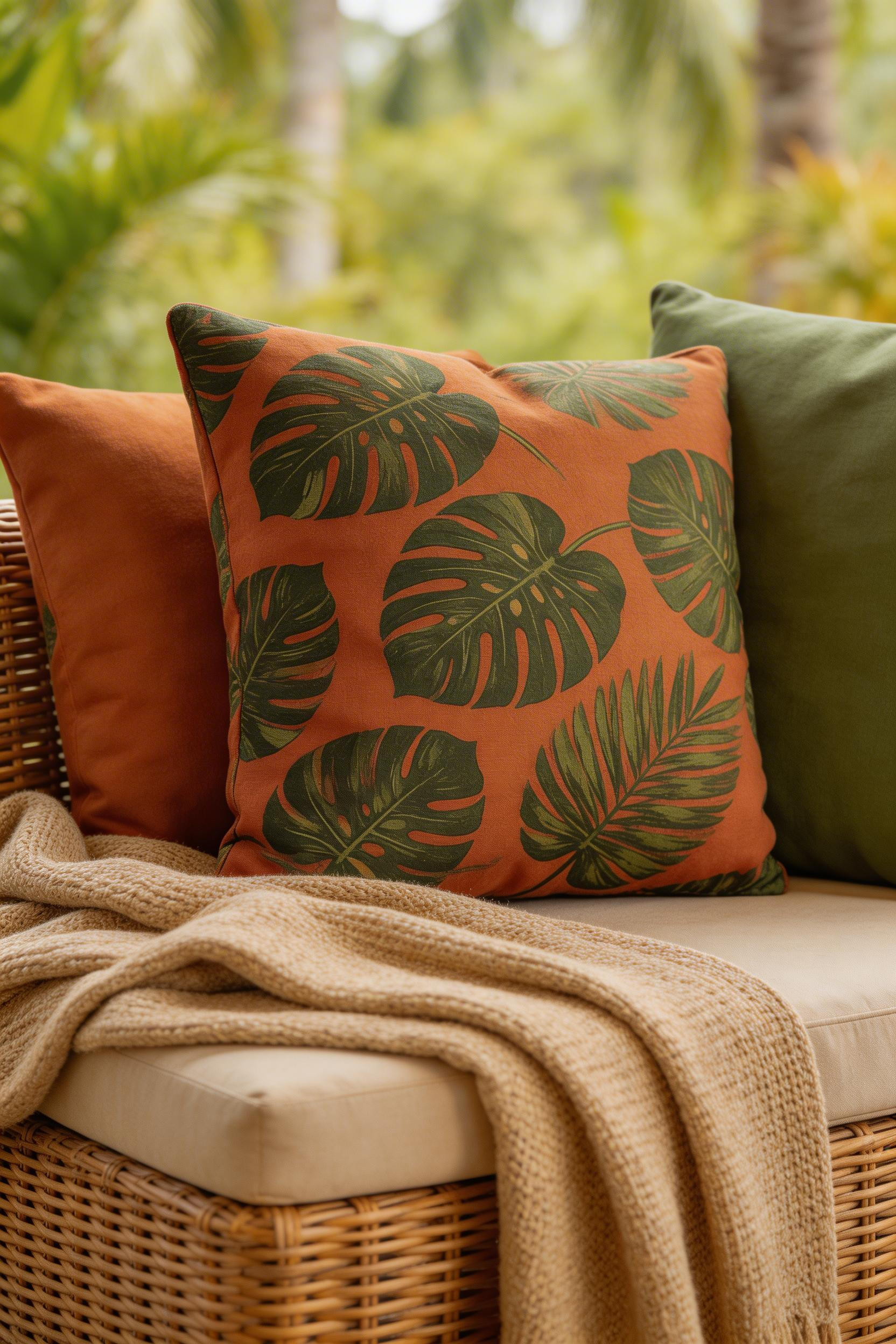 A statement print cushion is the design anchor that ties all other decking decor colours together — choose one bold print, then echo its two main colours in surrounding accessories.