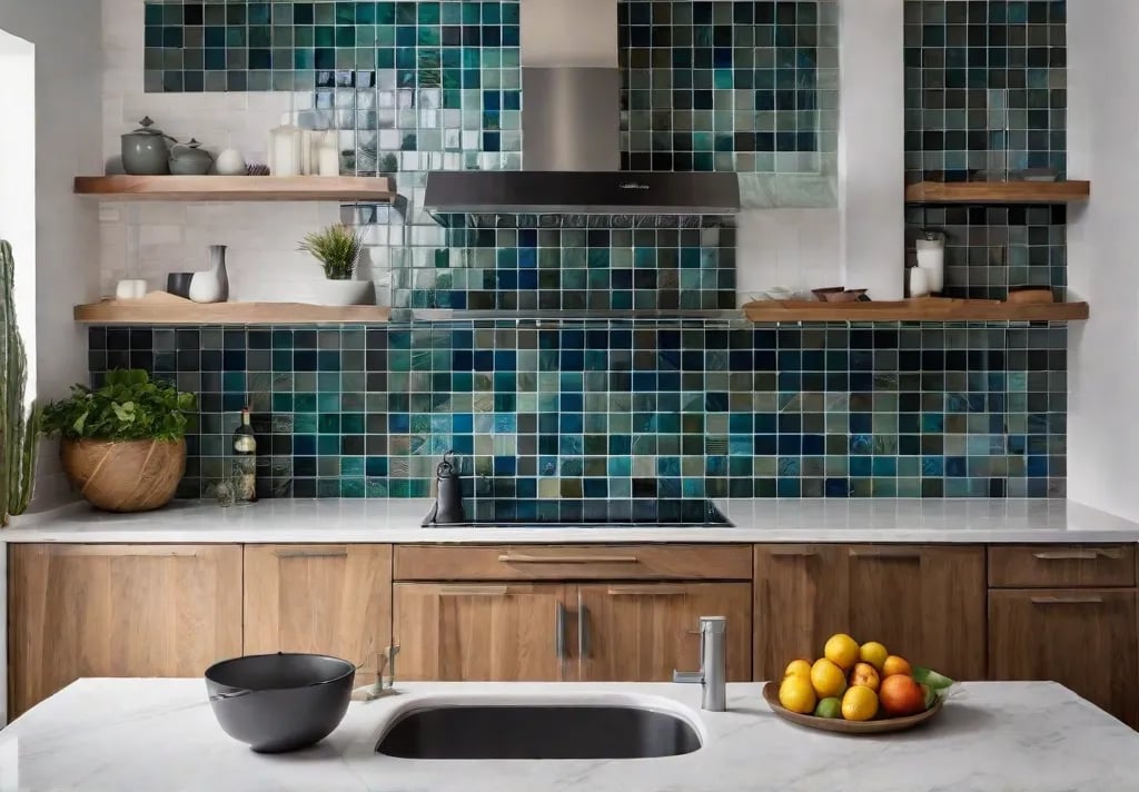 A before and after photo series of a kitchen wall transformation