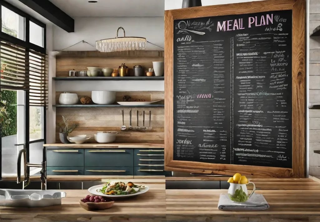 A chalkboard menu mounted on a kitchen wall