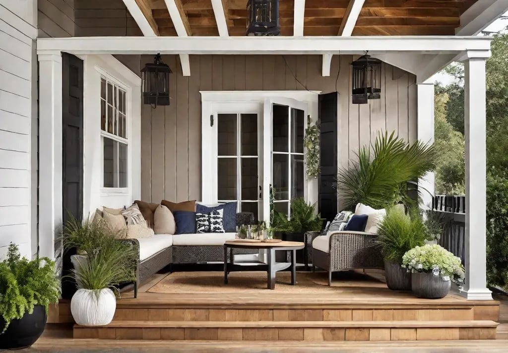 A collage of small porch transformations