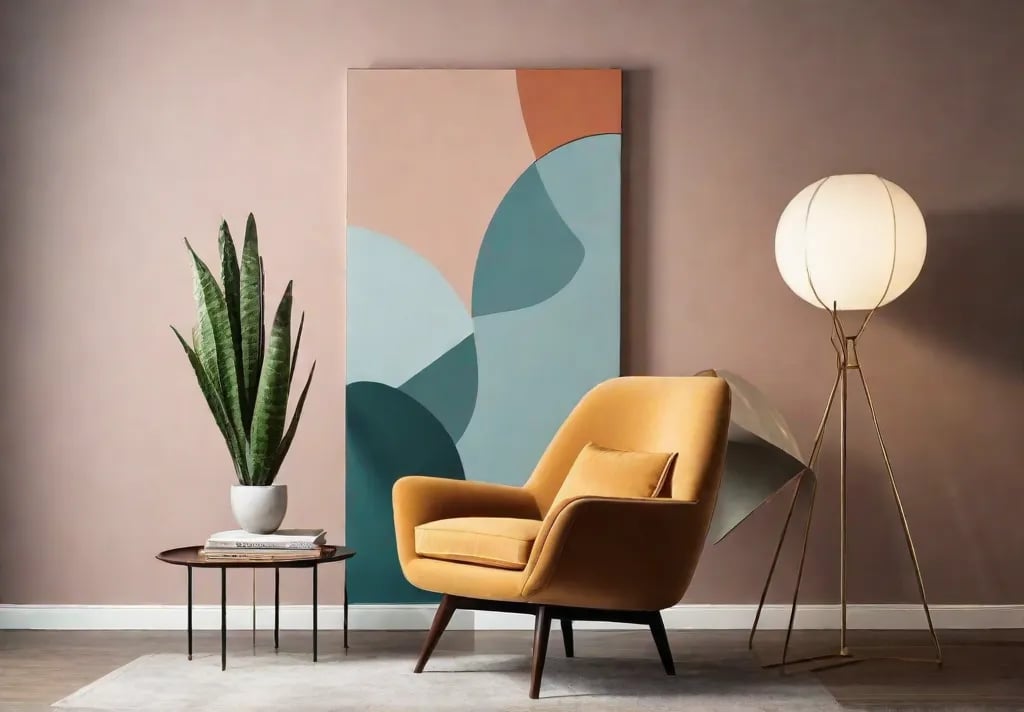 A cozy corner featuring a stateoftheart DIY painted mural with abstract shapes