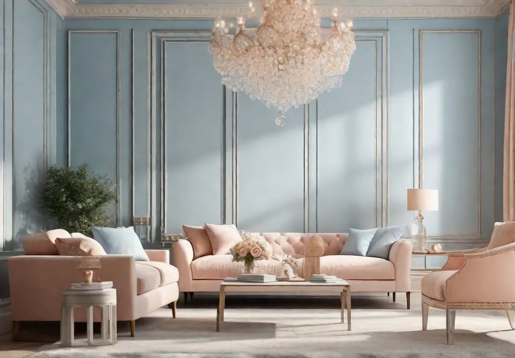A delicate and airy living room dressed in pastels