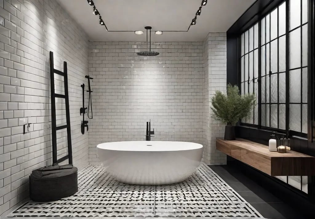 A modern bathroom with a glass shower enclosure
