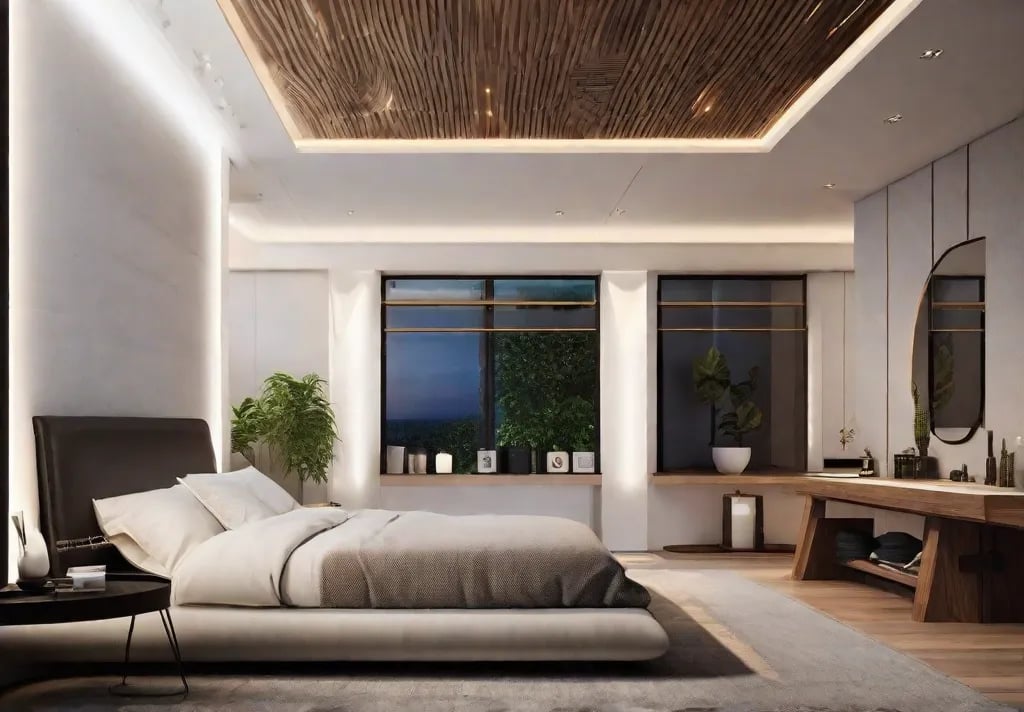 A technologyfree Zen bedroom retreat with an analog clock replacing a smartphone