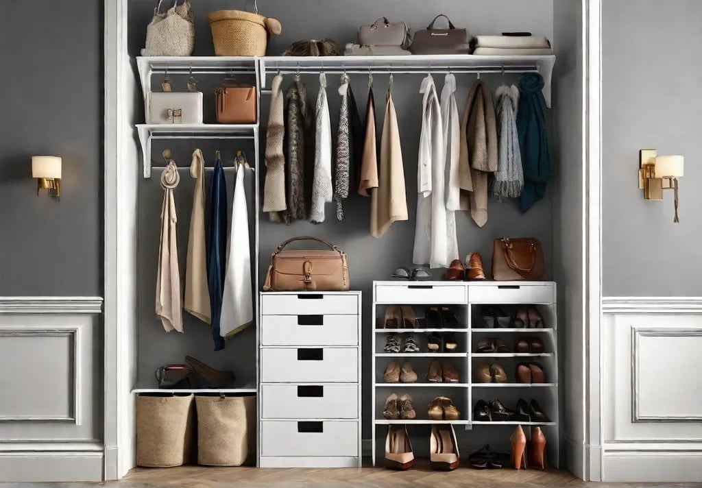 An overthedoor organizer in full swing with a variety of shoes in