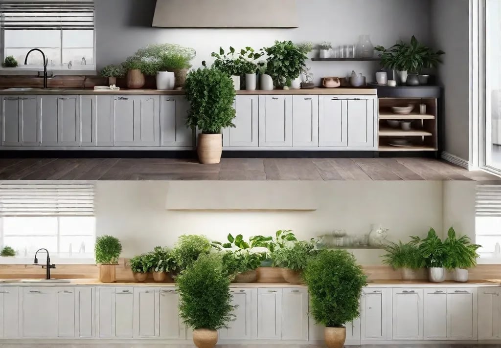 Before and after photo series of a kitchen wall transformation