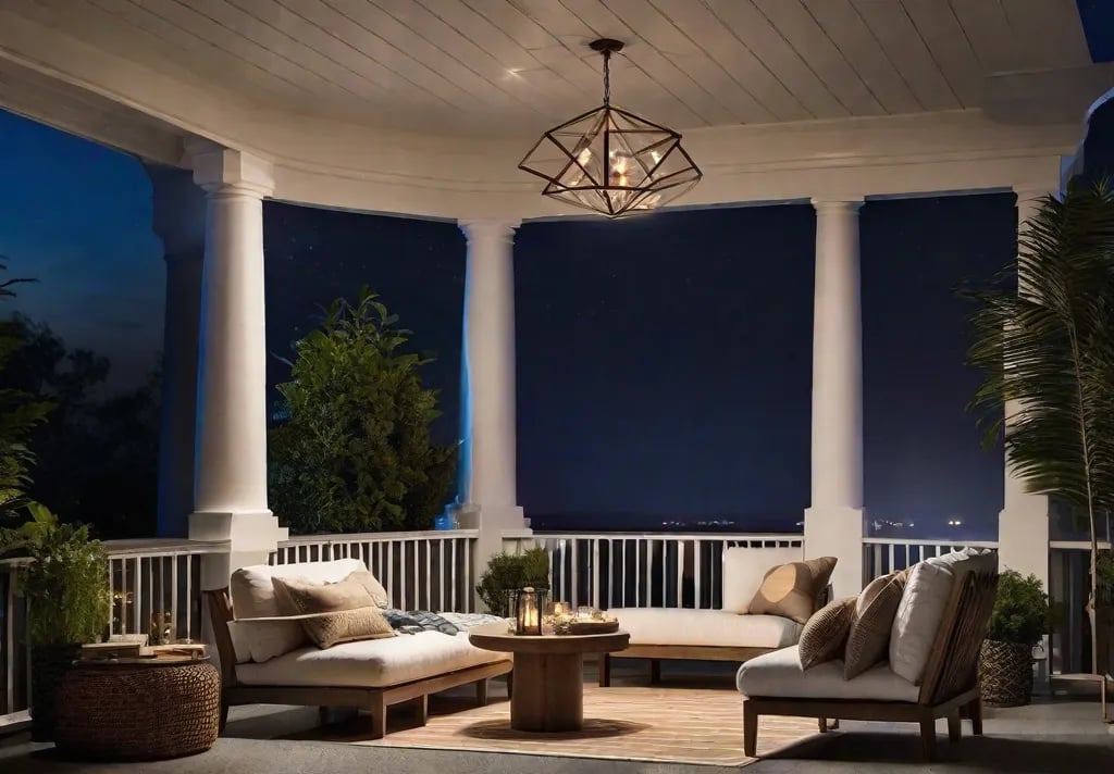 Nighttime Porch Retreat A well lit porch scene at night