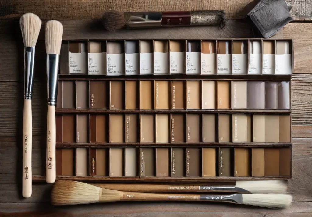 Swatch board of warm neutral paint colors