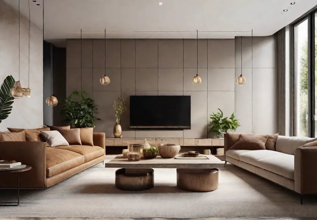 Warm neutrals combined living and dining area