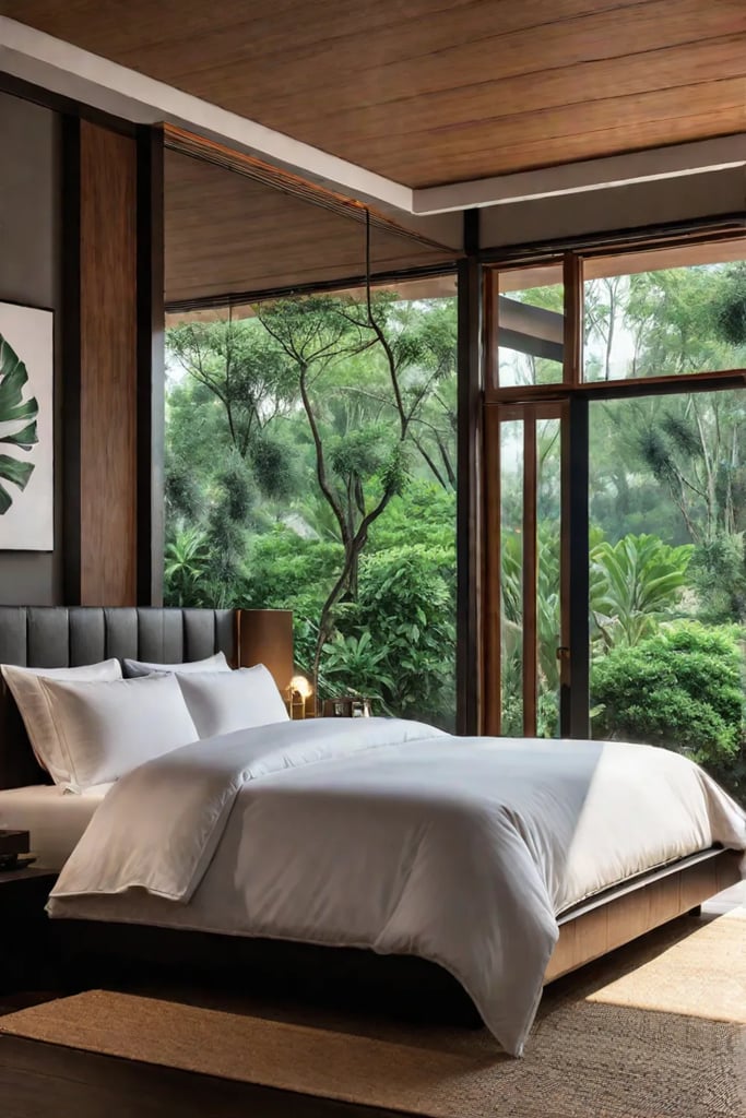 A Japaneseinspired bedroom with a clean minimalist aesthetic and a focus on