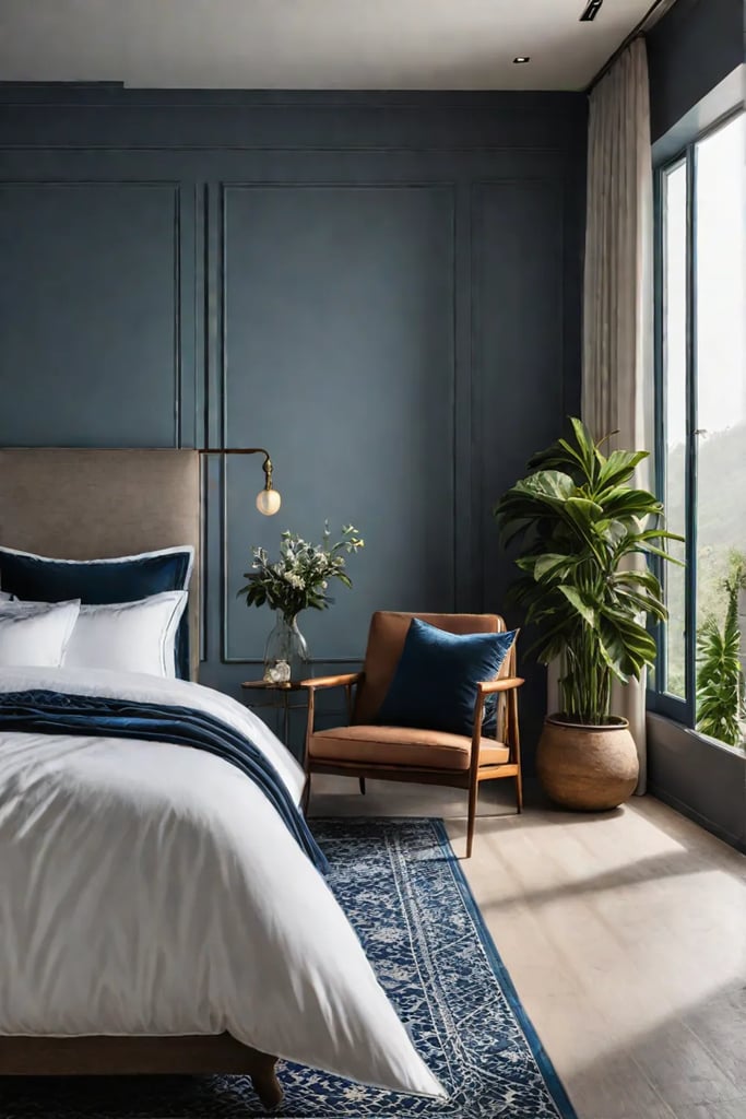 A bedroom that blends indoor and outdoor elements creating a calming natureinspired