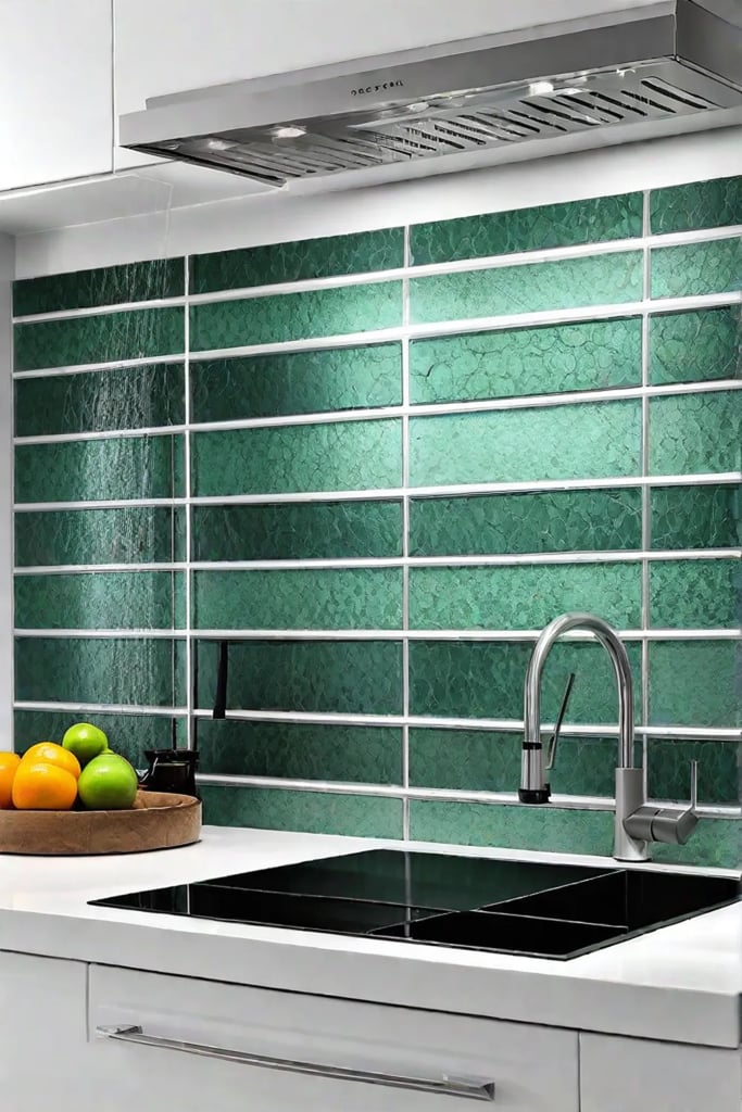 A bright and airy coastal kitchen with a backsplash in a sophisticated