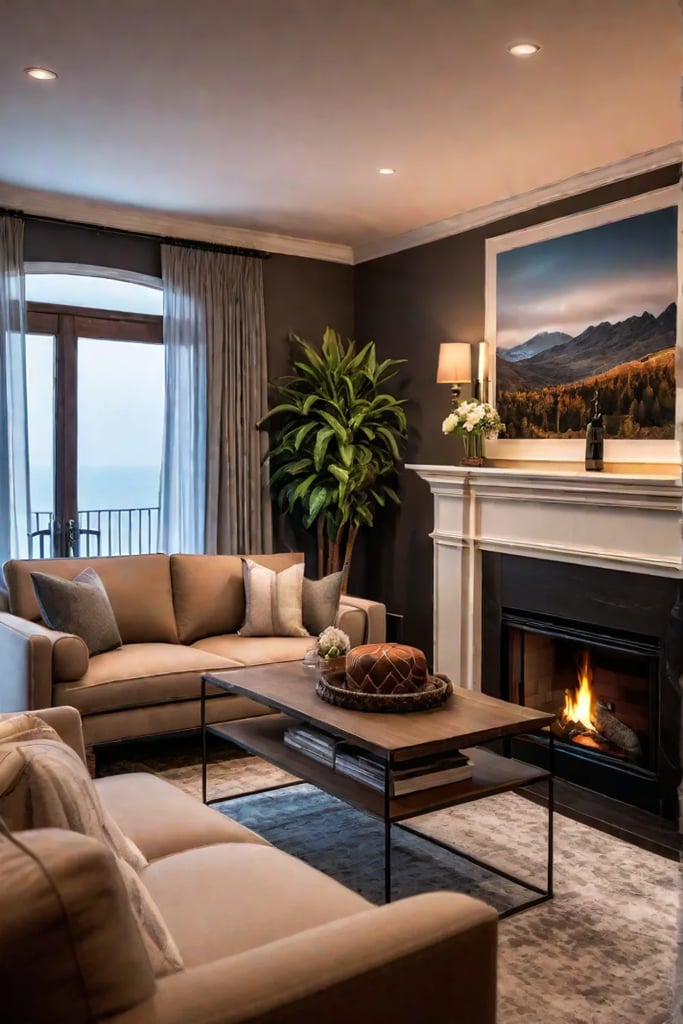 A cozy and inviting living room with plush seating including a large