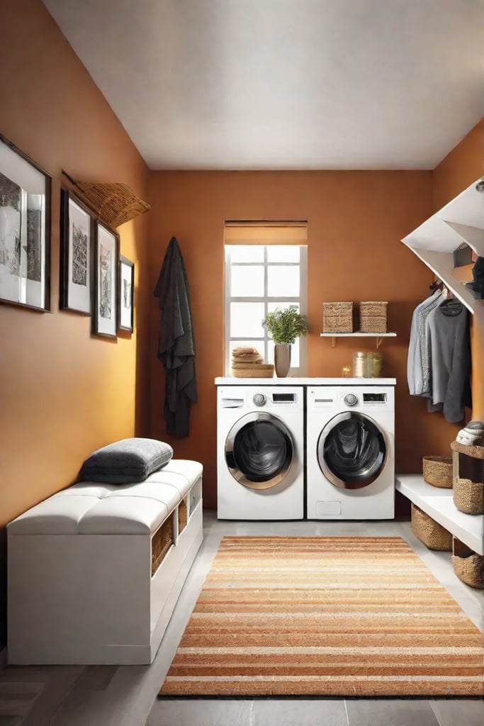 A cozy seating area with storage like a bench or ottoman in_resized