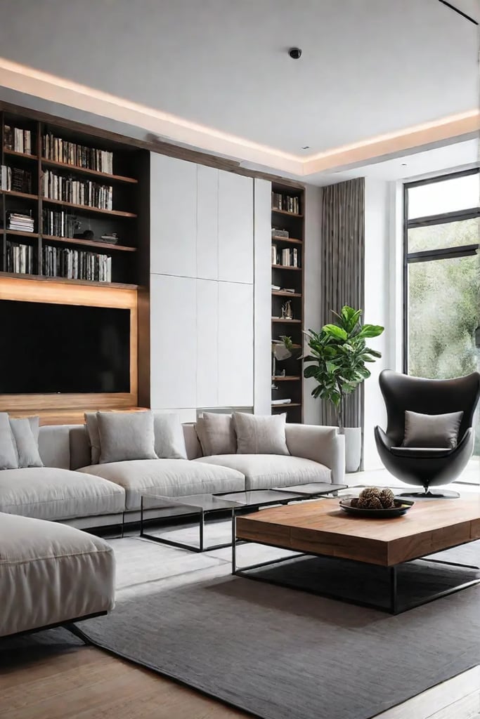 A living room that effortlessly blends highend design with cuttingedge technology creating