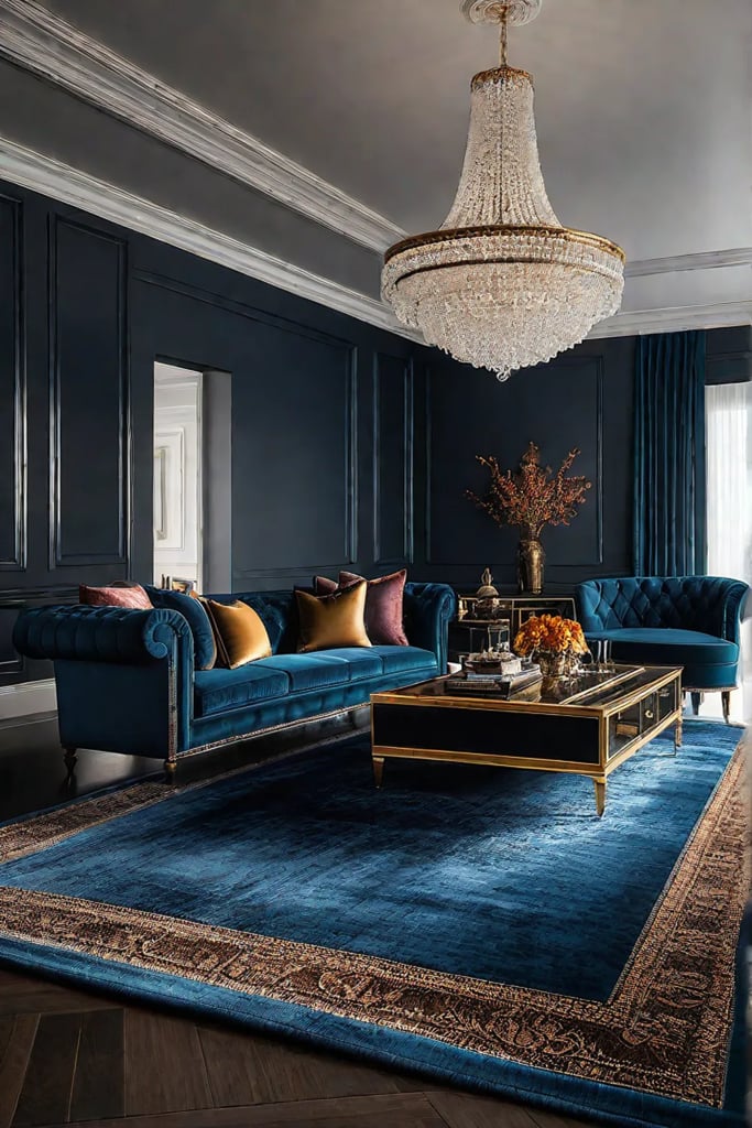 A living room that exudes a sense of grandeur and sophistication with