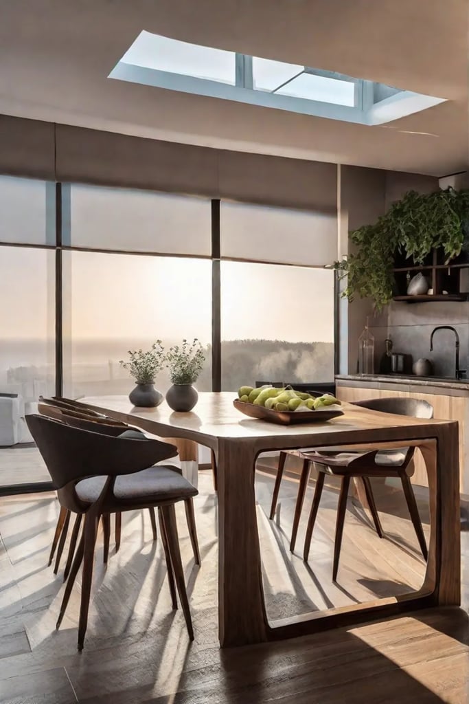 A stylish kitchen bench with liftup seating revealing hidden storage compartments filled