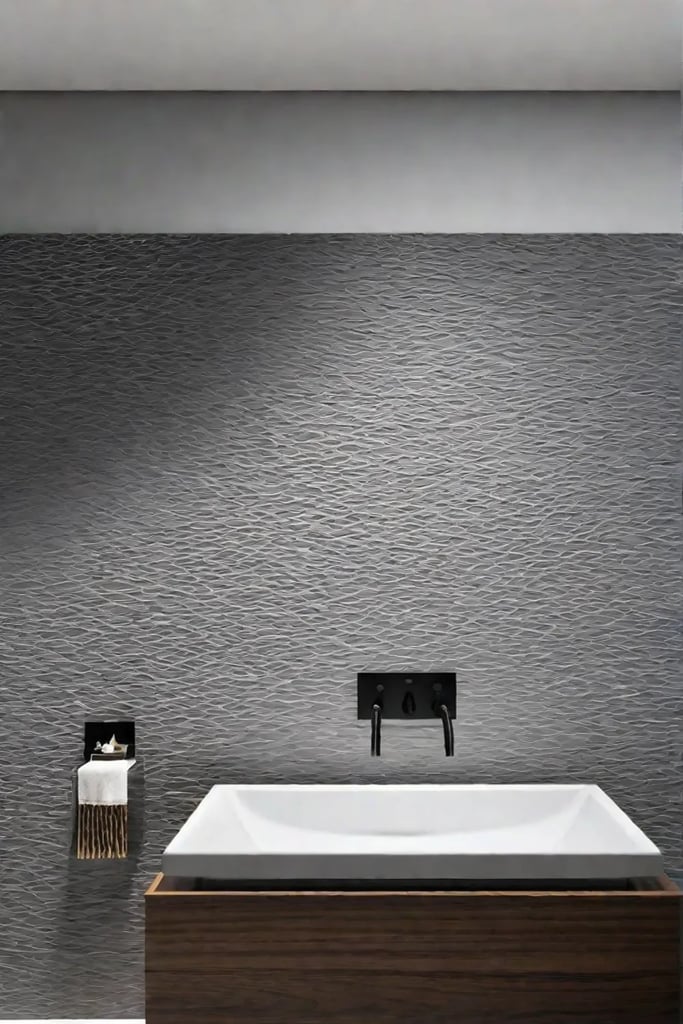 Adhesive tile backsplash in bathroom