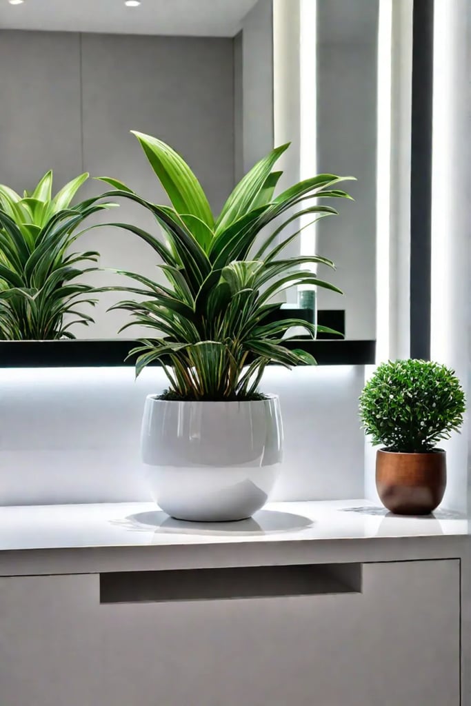 Potted plant on bathroom vanity