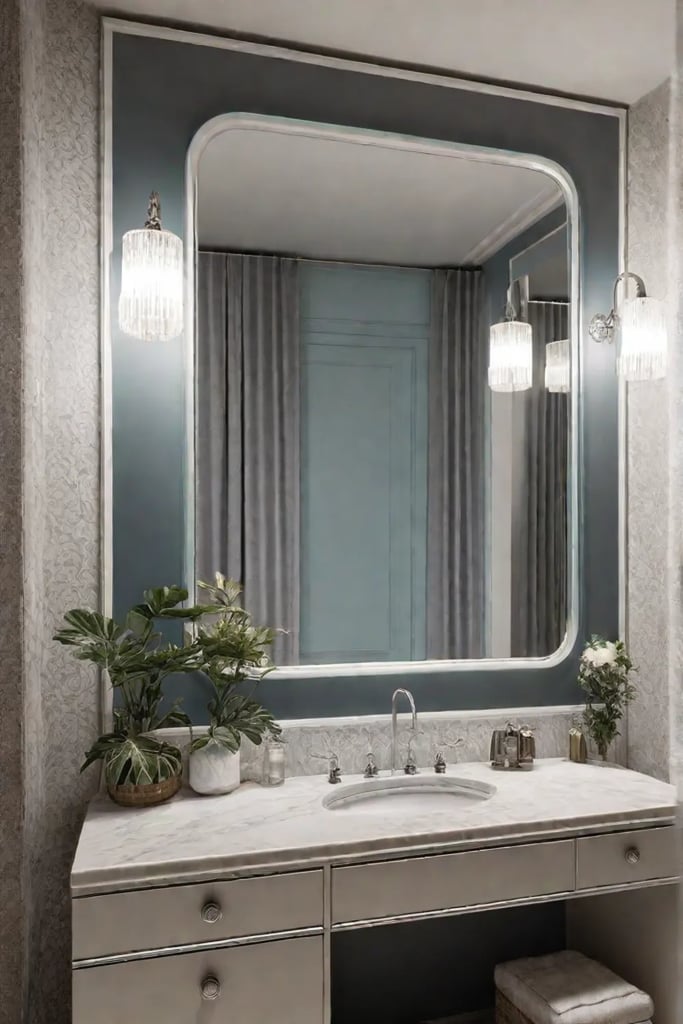 Secondhand vintage mirror in bathroom