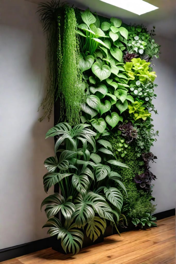 A breathtaking vertical garden wall with a variety of trailing vines fragrant