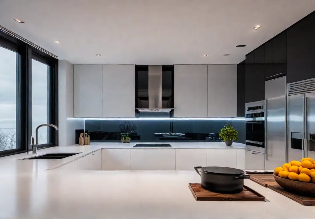 A modern kitchen bathed in warm inviting light from strategically placed LEDfeat