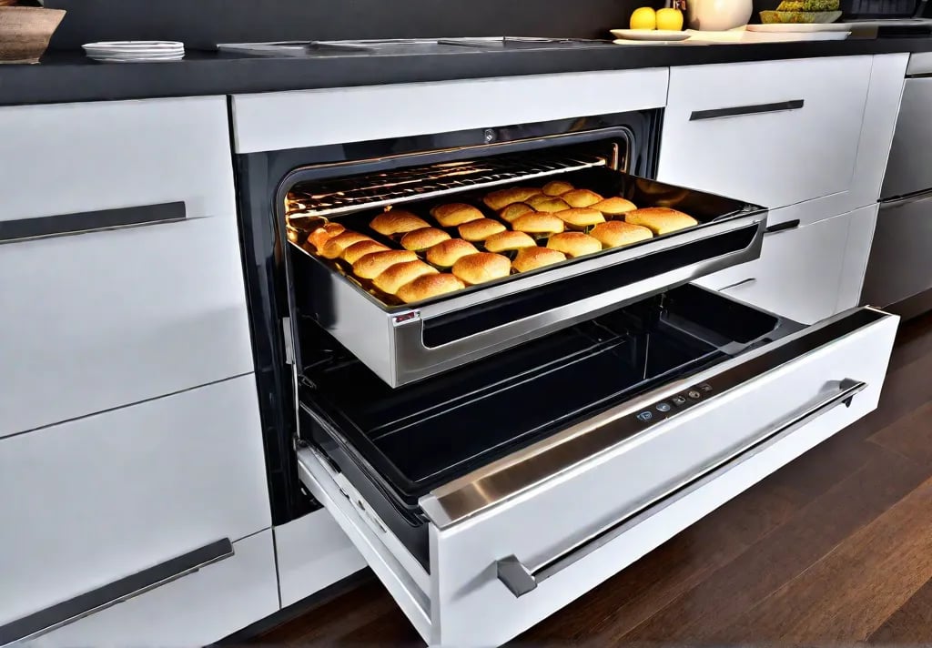 A modern kitchen with sleek white cabinets and stainless steel appliances Afeat