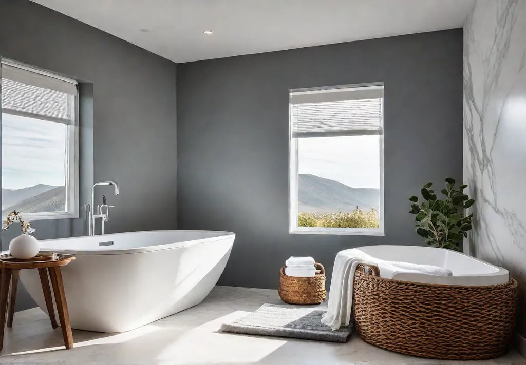 A small bathroom transformed into a spalike oasis with a freestanding bathtubfeat